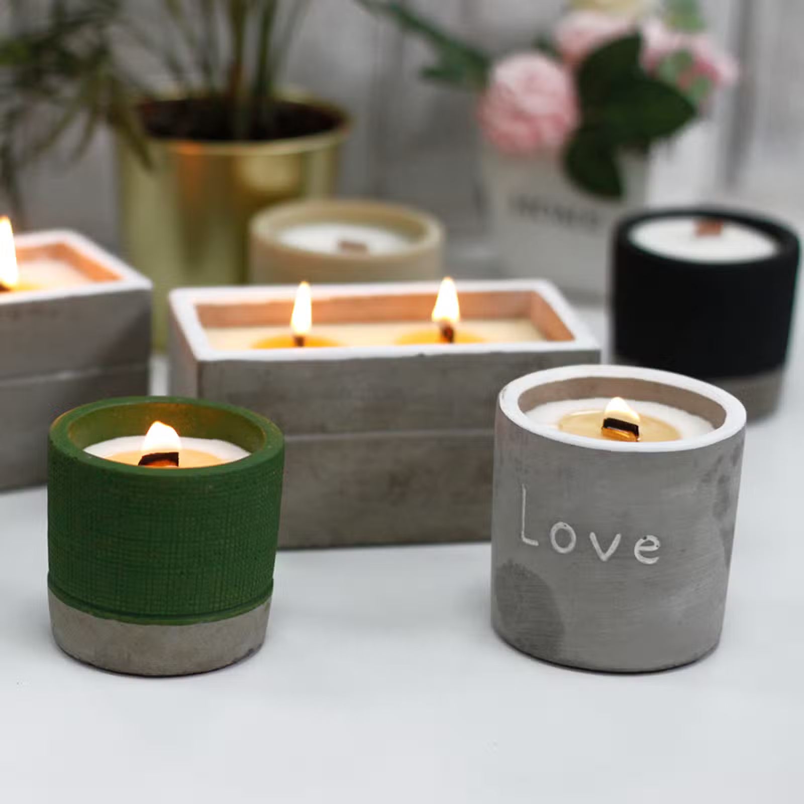 GrandAura Large Wooden Wick Candles